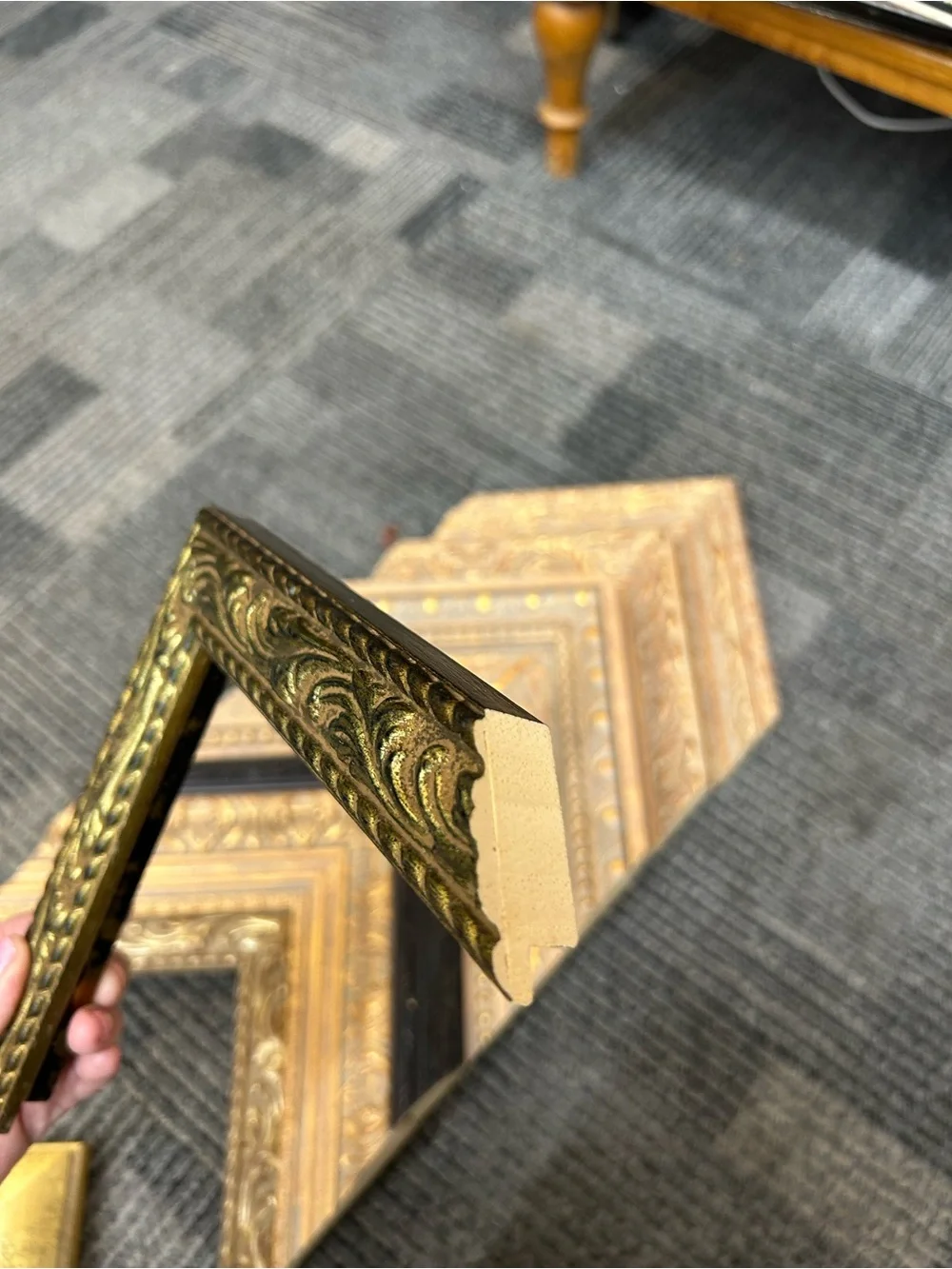 Gold Ornate Picture Frame Moulding Sample - Decorative Home Accent